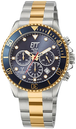 ETT Eco Tech Time Radio-Controlled Blå/Gul guldtonet stål Ø44 mm EGS-11609-35M